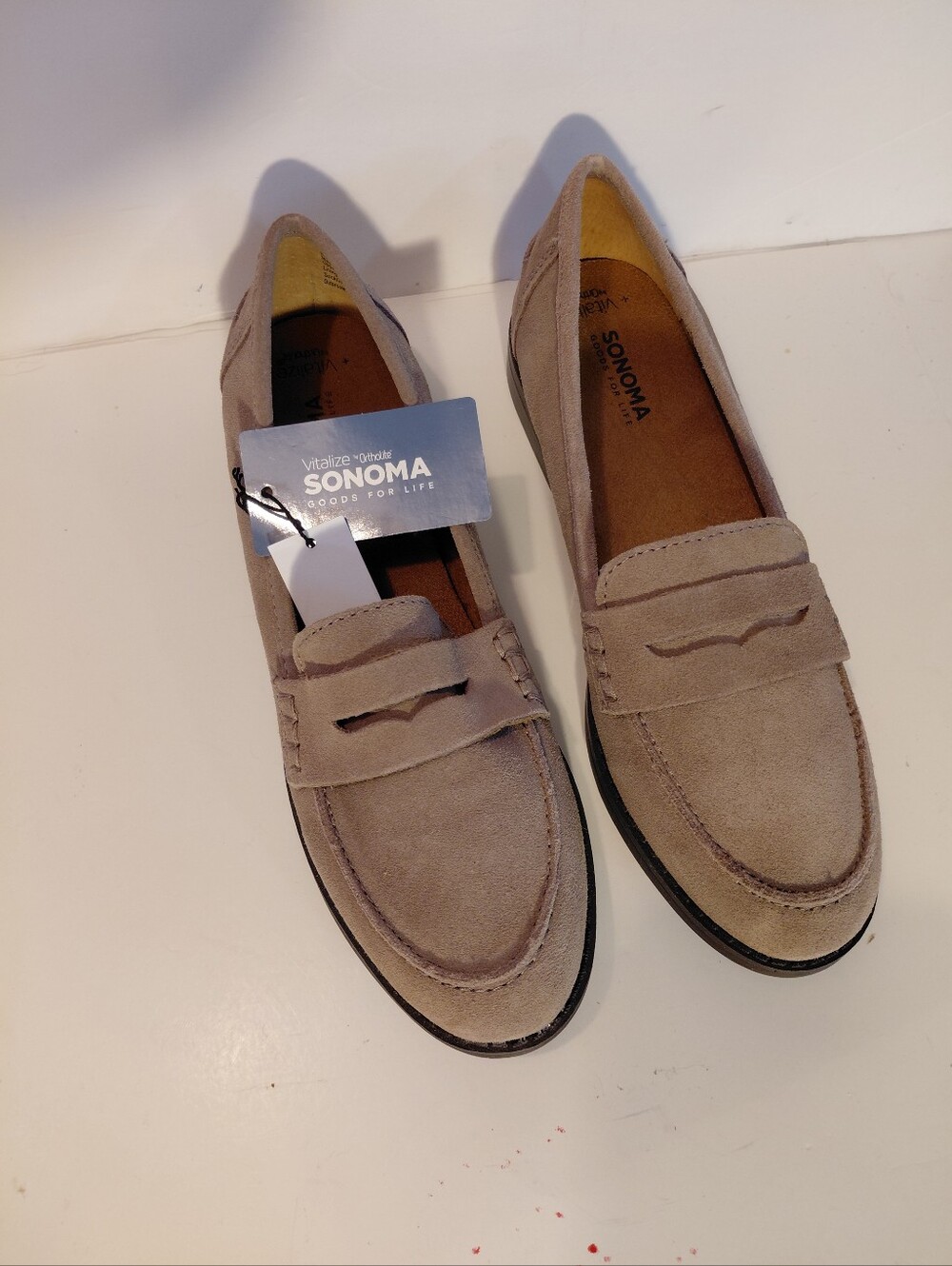 Sonoma Taupe Suede Slip-On Penny Loafers